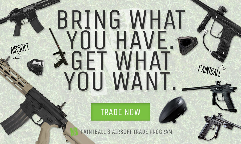 Our Paintball and Airsoft Trade program — Bring what you have. Get what you want.