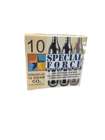 12 Gram CO2 10 - pack w/1 Oiling Cartridge Airsoft, Paintball and BB - New Breed Paintball and Airsoft - Special Forces Premium 10 - pack 12 Gram Military Grade CO2 Cartridges - Leland Gas