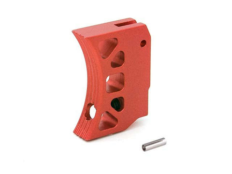 AIP Aluminum Trigger (Type J) for Marui Hi-capa (Red/Long) - Front - New Breed Paintball & Airsoft - $19.99