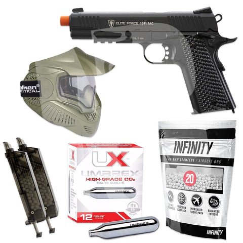 Elite Force 1911 TAC - Starter Airsoft Pistol Package - Mask/Speed Loaders/BBs/CO2 - New Breed Paintball & Airsoft - Elite Force 1911 TAC - Starter Airsoft Pistol Package - Mask/Speed Loaders/BBs/CO2 - New Breed Paintball & Airsoft