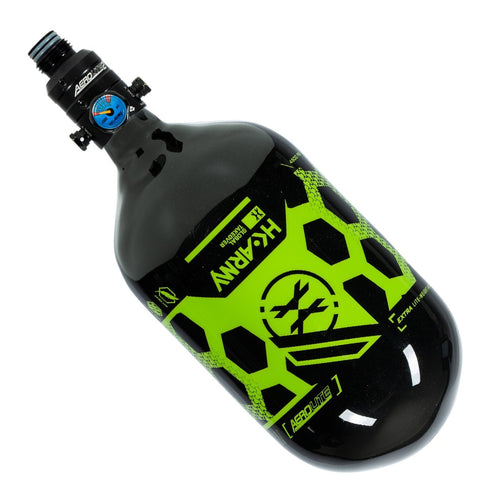 HK Army Extra Lite Carbon Fiber 68/4500 Tank with V2 Pro Reg - Hex - Black/Neon Green - New Breed Paintball & Airsoft - HK Army Extra Lite Carbon Fiber 68/4500 Tank with V2 Pro Reg - Hex - Black/Neon Green - HK Army