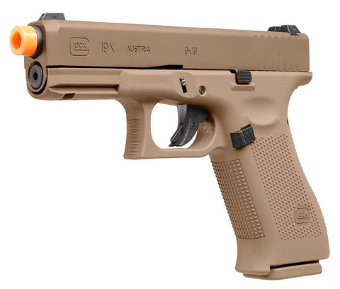 Umarex Glock G19X GBB Airsoft Pistol - Coyote Tan Left Side Angled - New Breed Paintball & Airsoft - $184.99