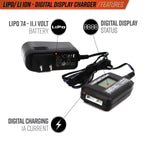 Valken Airsoft 2-3 Cell Li-Ion/Lipo Smart Battery Charger with Digital Display - New Breed Paintball & Airsoft - Valken Airsoft 2-3 Cell Li-Ion/Lipo Smart Battery Charger with Digital Display - Valken