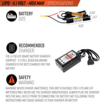 Valken LiPo 11.1v 1450mAh 30/50C Triple Split - Tamiya - New Breed Paintball & Airsoft - Valken LiPo 11.1v 1450mAh 30/50C Triple Split - Tamiya - Valken